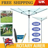 Heavy Duty Washing Line - 3/4 Arm Outdoor Clothes Dryer With Whirligig Feature Ideal Airer For Large Laundry Loads, With Ground