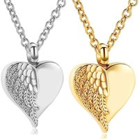 Stainless Steel Heart Angel Wing Urn Necklace Ashes Cremation Jewelry Keepsake Pendant Memorial Locket Ash Holder Dropshipping