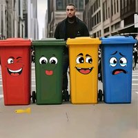 4Pcs/1Set Cute Funny Smiley Face Toilet Stickers Waterproof Bathroom Trash Can Decals