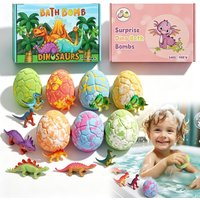 6PCS Dinosaur Egg Bath Bombs With Surprise Dino Toy Inside Natural Gentle Kids Bath Fun Gift Set Stress Anxiety Birthday Gift