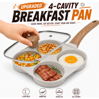4 Cup Omelet Egg Frying Pan Nonstick Pancake Maker With Glass Lid Deepened Breakfast Cooker Pan For Induction And Gas Stoves
