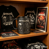 Metallica rock and roll dark skeleton chain mug, personalized retro black ceramic water cup coffee cup