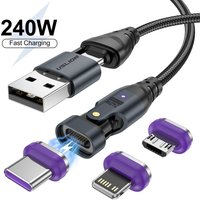 Magnetic PD3.1 240W Micro USB to USB C Super Charger Type C Charing Cable for Xiaomi Samsung S23 Huawei Data Cord for iphone 15