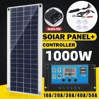 10W-1000W Solar Panel 12V Solar Cell 10A-100A Controller Solar Plate Kit for Phone RV Car Caravan Home Camping Outdoor Battery