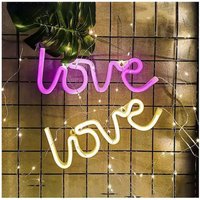 1pc LOVE Shape LED Neon Sign,Battery Powered Novelty Letter Neon Mini Night Light,For Bedroom Kids Room Party Home Wall Decor