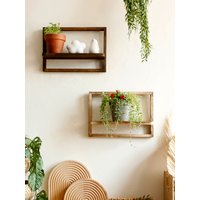 Rustic Wood Floating Shelves for Wall Decorative Wall Mounted Storage Display Shelf Plants Small Items Wooden Hanging Shelves