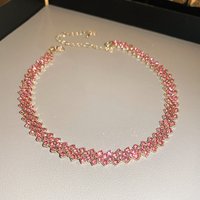 FYUAN Fashion Pink Purple Gold Color Rhinestone Choker Necklaces for Women Geometric Crystal Necklaces Party Weddings Jewelry