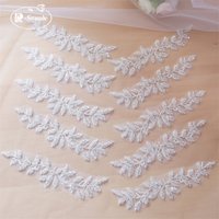 10PCS. Silver Beaded Flower Leaves Embroidery Applique.patch, Wedding Dress Headdress Lace Mirror Flower RS253012