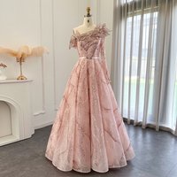 Luxury Pink One Shoulder Bubble Evening Dresses with 3D Flowers Women Wedding Party Prom Gowns 2025 Customized