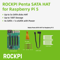 ROCKPI Penta SATA HAT - Up to 5x SATA disks HAT for Raspberry Pi 5 and ROCK Pi SBCs,3C,5A, 4A / 4B / 4SE / 4A+ / 4B+ / 3A