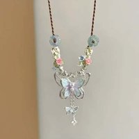 Butterfly Dream Series Green Water Droplet Pendant Butterfly Flower Necklace Wedding Party Jewelry Gifts