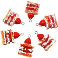 SW12 10pcs Simulation Red Strawberry Cake Resin Charms for Jewelry Floating Pendant Craft DIY Earings Keychain Earring Beads