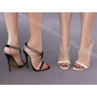 Black Cross Band Lace up Sandals Stiletto Open Toe British Style Summer Women Concise Dress Sandals 2026 Zapatos Para Mujere
