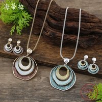 Jewelry DIY accessories new enamel color three-layer round ring stud earrings pendant set, women's simple and advanced sense hol