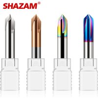 Shazam hrc65 3-Flöten-Wolframstahlkarbid 60/90/120 Grad Fasen fräser CNC-Fräser Bit gravur Schaft fräser Werkzeuge