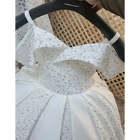 Customized Elegant Flower Girl Dress Wedding Satin Applique Sequins Shiny Kids Birthday Party First Communion Ball Gowns