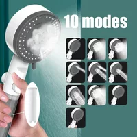 Bathroom Handheld 10 Modes High-Pressure Filtered Shower Head One Key Stop Water Showerhead Portable Shower Nozzle Accessories