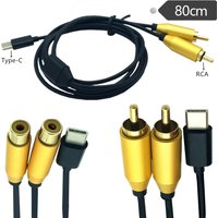 Type-C USB C To 2 Dual RCA Male Signal for Video AV Audio Adapter Cable Converter Function