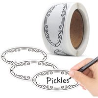 150Pcs/Roll Oval White Write-On Labels - Food Classification Stickers for Jar Marking