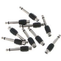 Hot Sale 10 Pcs RCA Female Jack To 6.35mm 1/4" Male Mono Plug Audio Adapter Connector
