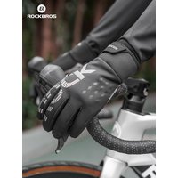 AliExpress ROCKBROS Winter Thicken Warm Bicycle Gloves Touch Screen Shockproof Pad Reflective Bike Gloves Windproof Fleece Cycling Gloves
