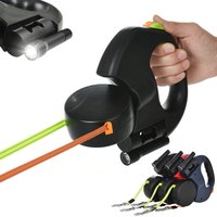 Laisse rétractable pour petits chiens de 3m, laisse réfléchissante double pour animaux de compagnie, pivotante à 360 degrés, sans enchevêtrement, laisse de marche Double pour chiens avec lumières