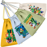 Drawstring Bag Hot Game Chicken Jockey Pixel Figures Printed Handbags Storage Party Candy Cookie Loot Decoration Pouches Gift