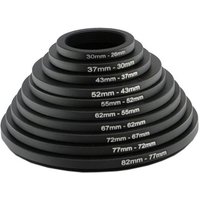1pcs 82-77 77-72 72-67 67-62 62-58 58-55 55-52 52-49 49-37 58-52mm Metal Step down Rings Lens Adapter Filter Set