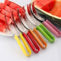 Stainless Steel Watermelon Slicer Non-slip Cutter Melon Cutter Plastic Wrap Handle Not Hurt Hands Fruit Cutting Tool Summer