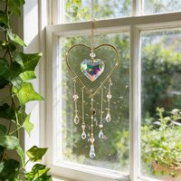 1Pc Crystal Hanging Ornament, Crystal Prism, Sun Catcher, Heart-Shaped Frame, Heart Catcher, Window Hanging Pendant, Prism Decoration, Ideal Gift for Home Decor, Window Decoration, Garden Porch