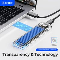 ORICO M2 SSD-Gehäuse NVME SATA SSD-Gehäuse-Tool Kostenlos 10 Gbit/s M.2 auf USB Typ C Transparenter externer Adapter unterstützt UASP-Zierleiste
