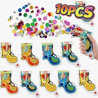 10Pcs Inflatable Boom Confetti Poppers, Handheld Party Popper Gun Birthday Wedding Graduation Celebration Supplies
