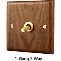 Household Wall Light Toggle Switch Panel Retro Black Walnut Solid Wood Brass Old-fashioned Personality Creative 2 Way Switch