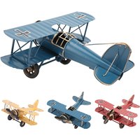 Retro Airplane Model Delicate Vintage Biplane Handicraft for Home Decoration Cafe Ornament Aeroplane Model Props
