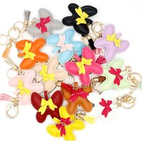 Women's Cute Bowknot Keychain PU Leather 3D Design Personalized Key Holder for Car Keys Purse & Handbag