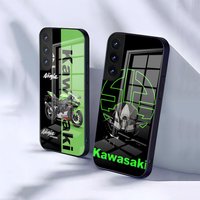 Motorcycle Kawasakis Phone Case For Samsung S25 S24 FE S23 S22 S21 Plus S20 Ultra Note20Ultra Black Glass Cover