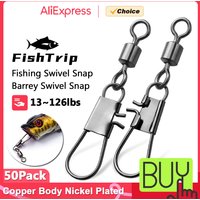FishTrip Fishing Swivel Snap Rolling Swivel with Interlock Snap Stainless Steel Clip with Fishing Lure Quick Change Connector