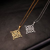 Skyrim Witchcraft Witch Knot Necklace Women Stainless Steel Neck Chains Valknut Triskelion Ankh Cross Pentacle Amulet Jewelry