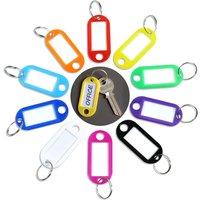 10Pcs/lot Tough Plastic Key Tags Keychains with Split Ring Label Window for DIY Key Chain Kit Numbered Name Baggage Luggage Tags