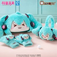 Moeyu Hatsune Miku Hat for Women Men Cap Male Plush Gloves Warm Earmuffs Vocaloid Cosplay Accessories Winter Outdoor Earflap