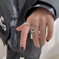 VENTFILLE 925 Sterling Silver Irregular Texture Twist Ring Female Simple Unique Design Sense Smooth Trend Fashion Party Couple