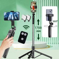 Roreta new 1.7M Portable camera tripod with wireless remote control and 360 ° rotation phone holder for video recording and live