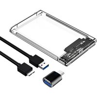 2.5 Inch External Hard Drive Enclosure, SATA to USB 3.0 Tool-Free Clear for 2.5 Inch SSD External Hard Drive Case SSD Max 5TB