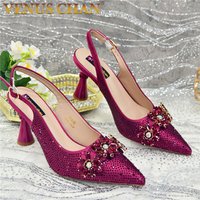 New Fashion Pointed Toe Shoes Heels Elegant Italian Woman Wedding for Party Shoes Women Party Pumps Decorated with Rhinestone