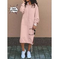 Robe pull à capuche pour femme, grande taille, élégante, avec poches fendues, chaude, longue, mode automne et hiver 2023