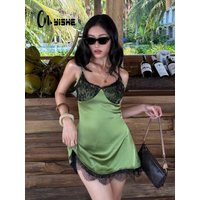 CNYISHE Sheath Lace Patchwork Camisoles Casual Sexy Clubwear Women Mini Dresses Summer Pajams Bodycon Chic Hot Girl Party Robes