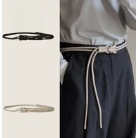 Trend Quick Release Snap Buckle Double Rope Belt Luxury Design Versatile Braided Rope Belt Student Jeans Pants Belt