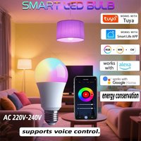 Tuya WiFi, Smart Life App, LED Bulb,220V 9W, Voice Control, Alexa, Google Home, Dimmable, CCT Adjustable, E27/B22