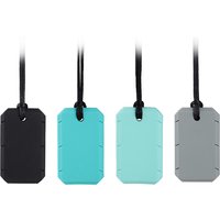 4PCS Dog Tag Baby Teether Silicone Pendant Kids Adult Chew Necklace Nursing Chewable Toy Therapy Tool for Autism ADHD