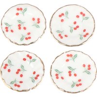 4pcs 1:12 Dollhouse Miniatures Cherry Dishes Plate Tableware Kitchen Accessory